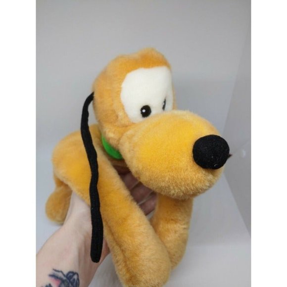 Disney Parks PLUTO Soft Plush Stuffed Bean Bag Dog Animal Doll 14" Green Collar - Picture 2 of 9